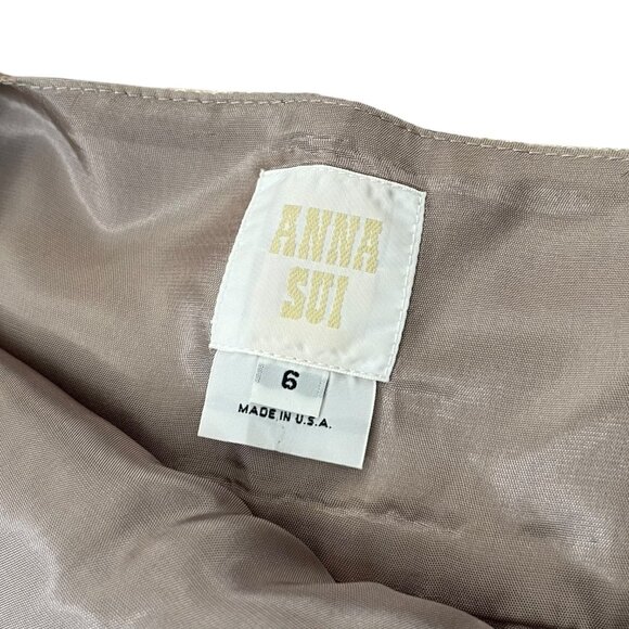 Anna Sui Floral Beaded Lace Trim Jacquard Shift Dress Multicolor 6 Boho Artsy - Picture 11 of 14